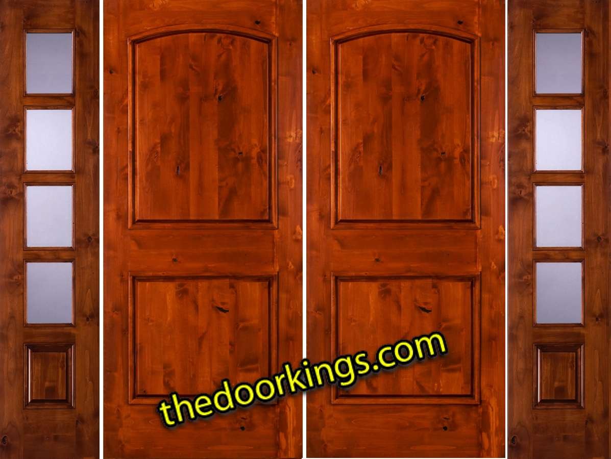 sw66 knotty alder double door with two sw 68 sidelites